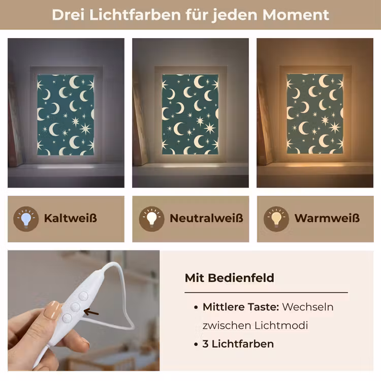 Manen - Sterren - Groen Light Box met kabel (Kinderlampje) klein 904 -USP_lichtkleurDE