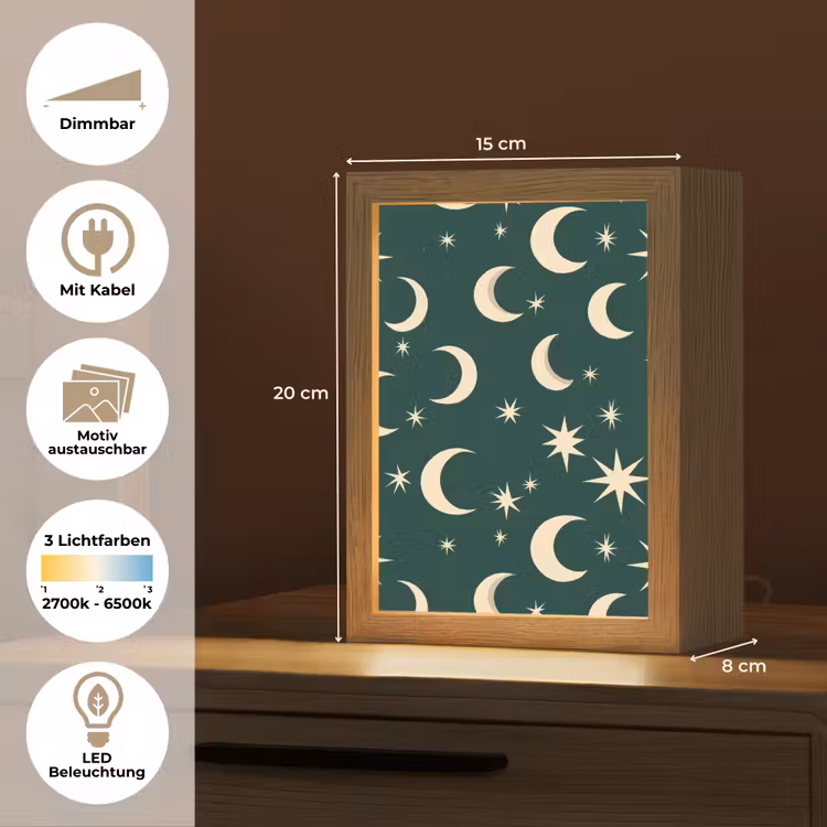 Manen - Sterren - Groen Light Box met kabel (Kinderlampje) klein 904 -USP_websiteoverzichtDE