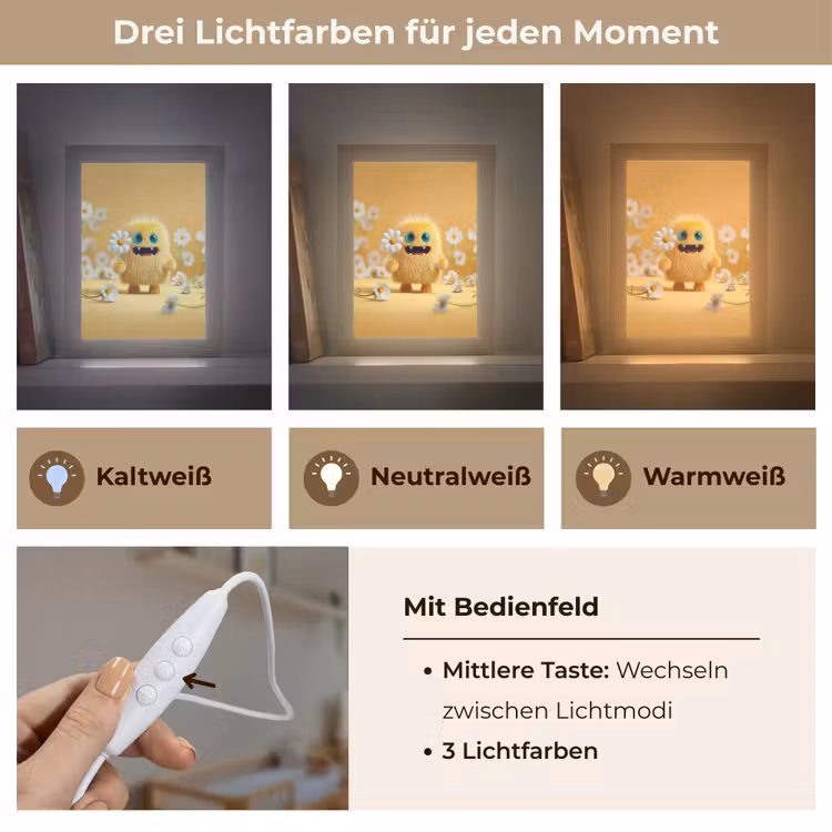 Monster - Geel - Madeliefjes Light Box met kabel klein -USP_lichtkleurDE