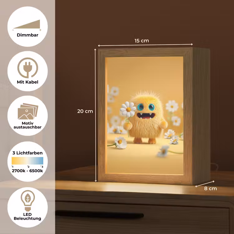 Monster - Geel - Madeliefjes Light Box met kabel (Kinderlampje) klein -USP_websiteoverzichtDE