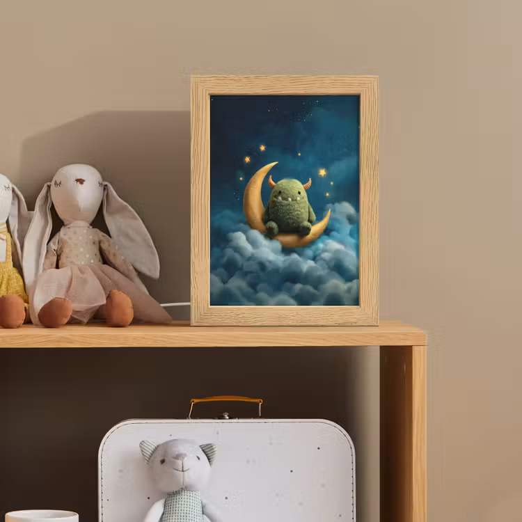 Monster - Groen - Maan - Wolken Light Box met kabel klein -sfeer2_kind