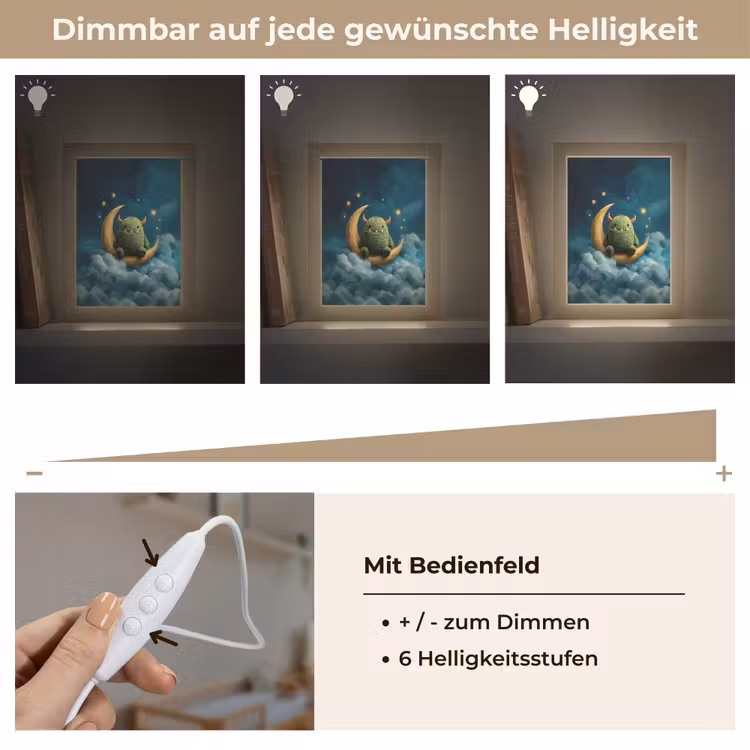 Monster - Groen - Maan - Wolken Light Box met kabel klein -USP_dimbaarDE