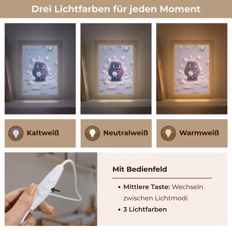Monster - Paars - Madeliefjes Light Box met kabel klein -USP_lichtkleurDE