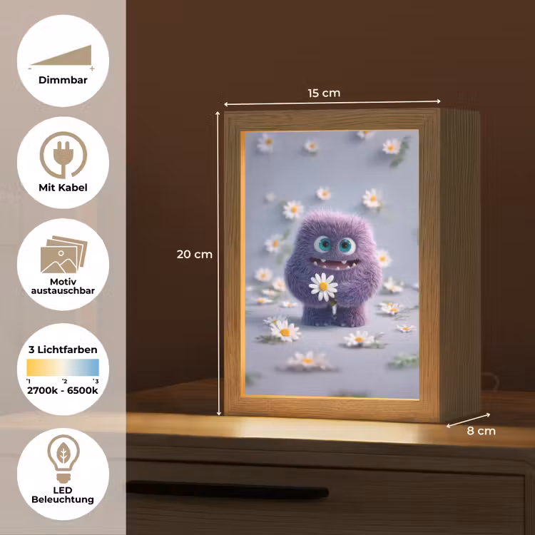 Monster - Paars - Madeliefjes Light Box met kabel (Kinderlampje) klein -USP_websiteoverzichtDE