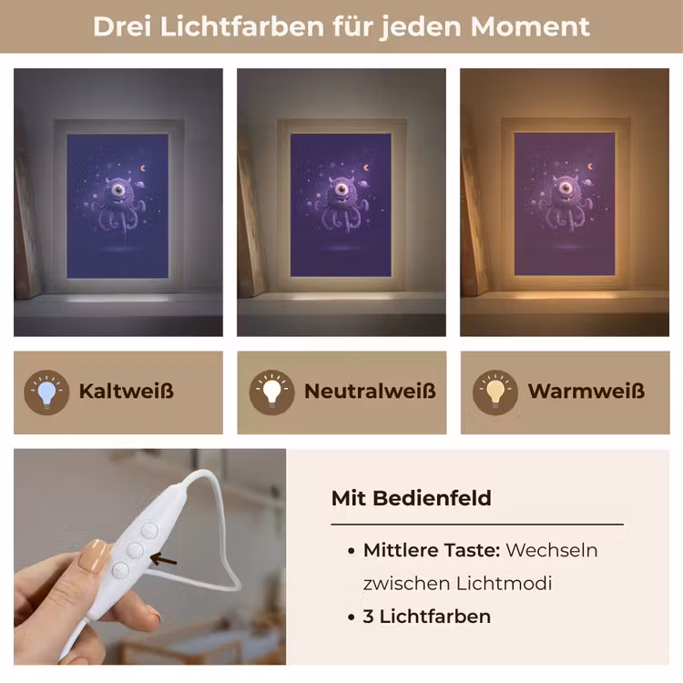 Monster - Paars - Ruimte Light Box met kabel klein -USP_lichtkleurDE