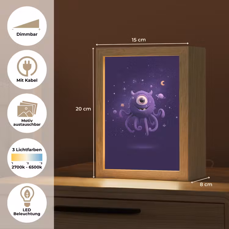 Monster - Paars - Ruimte Light Box met kabel (Kinderlampje) klein -USP_websiteoverzichtDE
