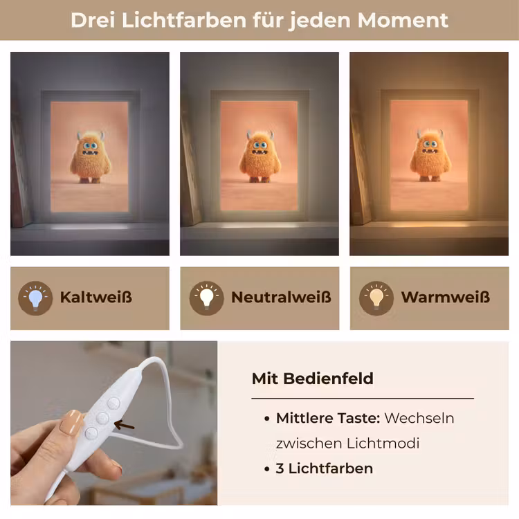 Monster - Knuffel - Oranje Light Box met kabel klein -USP_lichtkleurDE