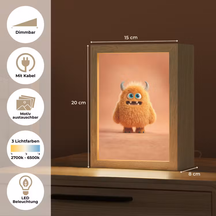 Monster - Knuffel - Oranje Light Box met kabel (Kinderlampje) klein -USP_websiteoverzichtDE