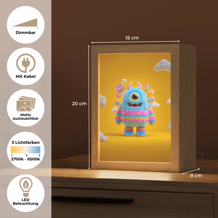 Monster - Snoep - Geel - Kleurrijk Light Box met kabel (Kinderlampje) klein -USP_websiteoverzichtDE