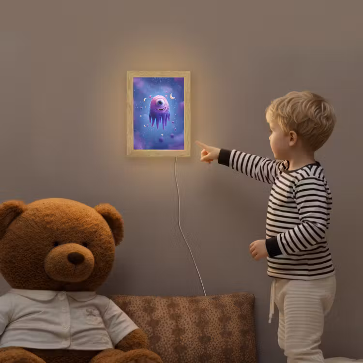 Monster - Ruimte - Sterren - Paars Light Box met kabel klein -sfeer4a_kind