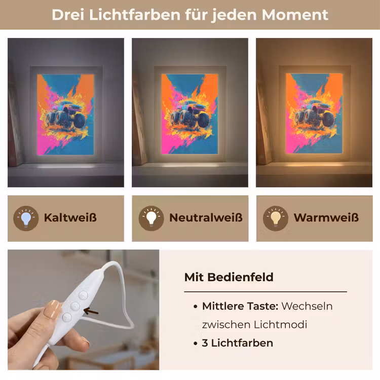 Monstertruck - Abstract - Verfspatten - Kleurrijk Light Box met kabel klein -USP_lichtkleurDE