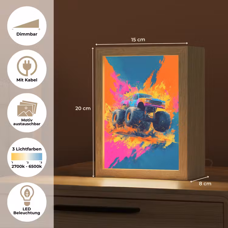 Monstertruck - Abstract - Verfspatten - Kleurrijk Light Box met kabel (Kinderlampje) klein -USP_websiteoverzichtDE