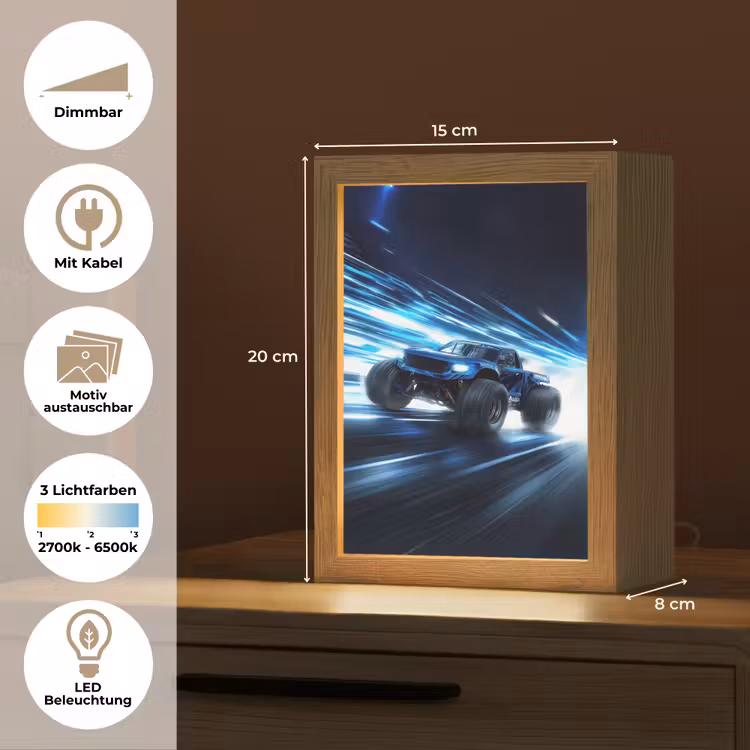 Monstertruck - Blauw - Neon - Lichten Light Box met kabel (Kinderlampje) klein -USP_websiteoverzichtDE