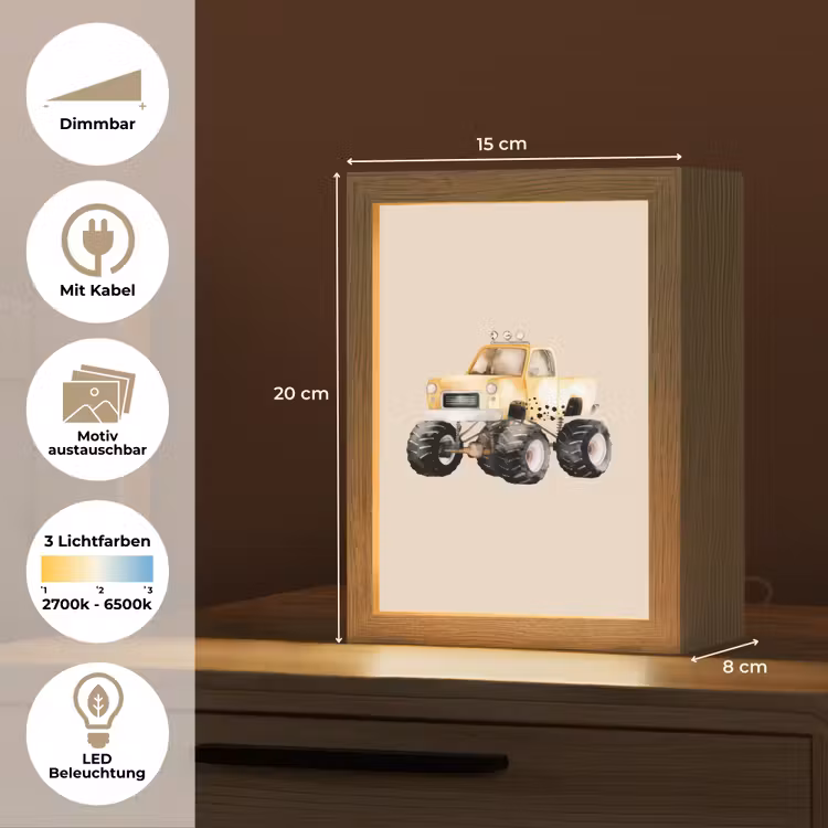 Monstertruck - Geel - Beige Light Box met kabel (Kinderlampje) klein -USP_websiteoverzichtDE