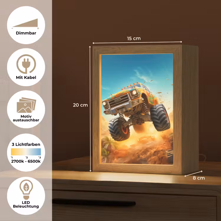 Monstertruck - Kind - Jongen - Auto Light Box met kabel (Kinderlampje) klein -USP_websiteoverzichtDE