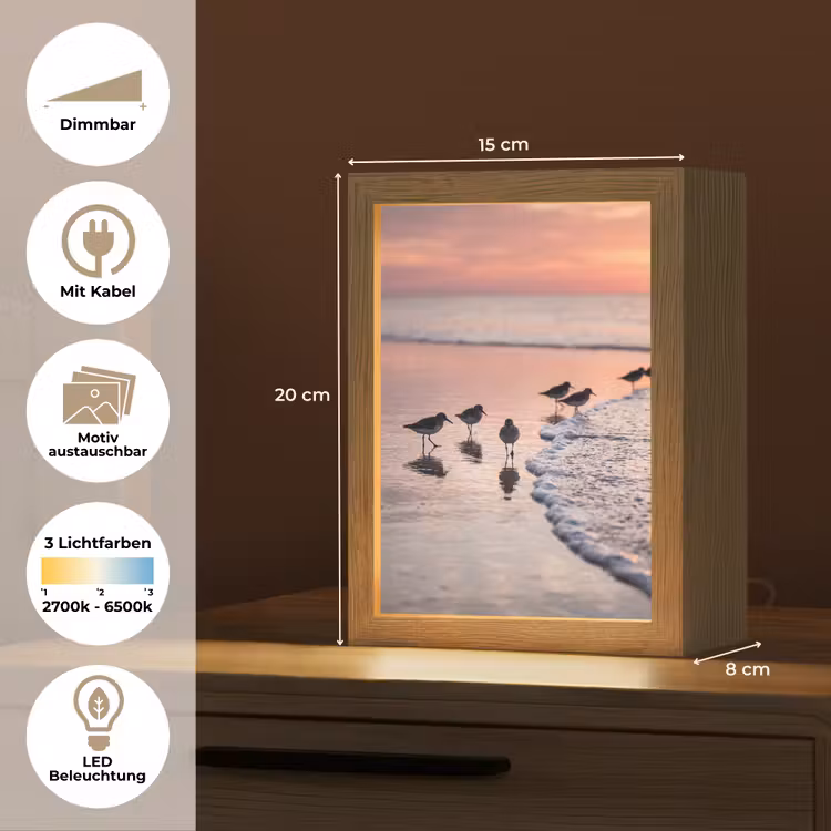 Meeuwen - Strand - Zee - Roze Light Box met kabel (Kinderlampje) klein -USP_websiteoverzichtDE
