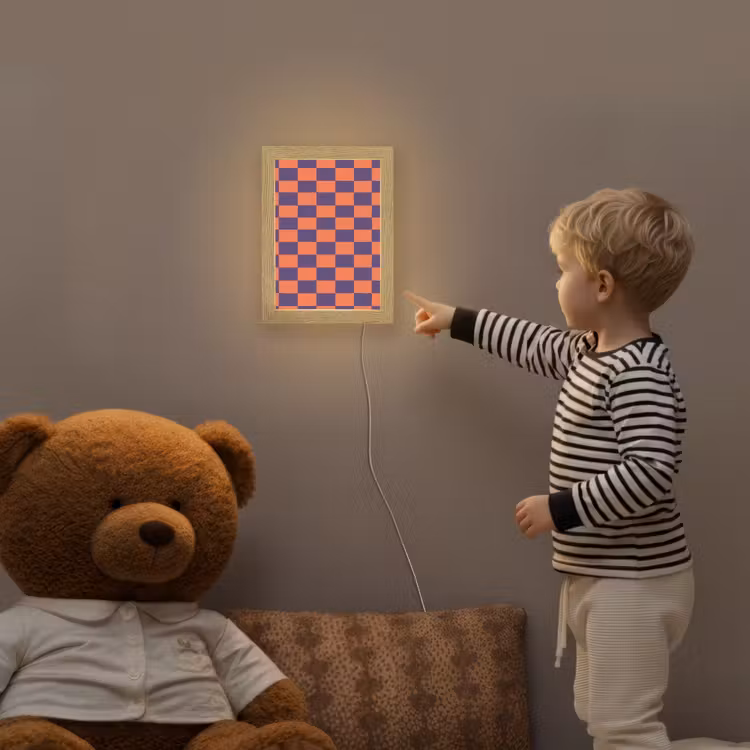 Patroon - Klassiek - Paars Light Box met kabel (Kinderlampje) klein 904 -sfeer4a_kind