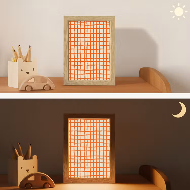 Patroon - Lijnen - Oranje Light Box met kabel (Kinderlampje) klein 904 -sfeer3_kind