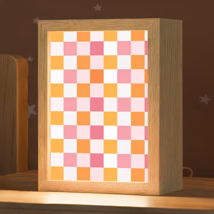 Patroon - Vierkant - Roze Light Box met kabel (Kinderlampje) klein 904 -zzz_3d_website