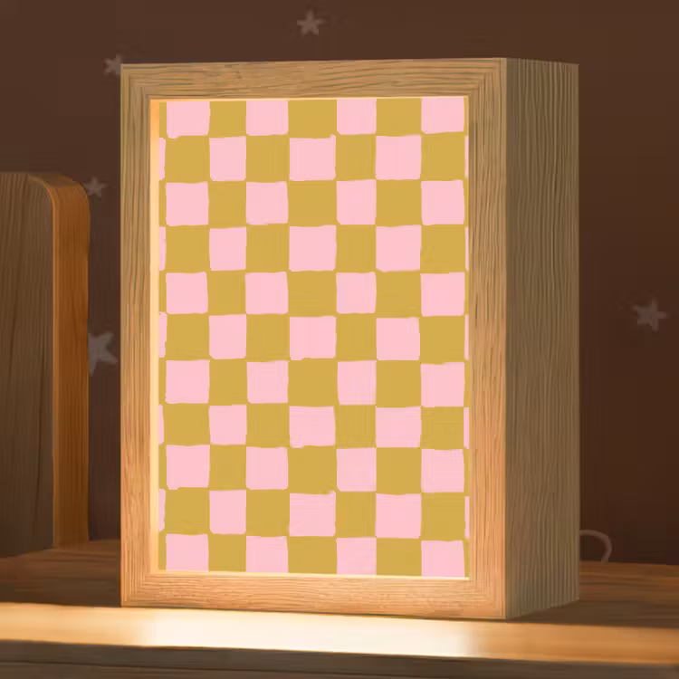Patroon - Vierkant - Roze Light Box met kabel (Kinderlampje) klein 904 -zzz_3d_website