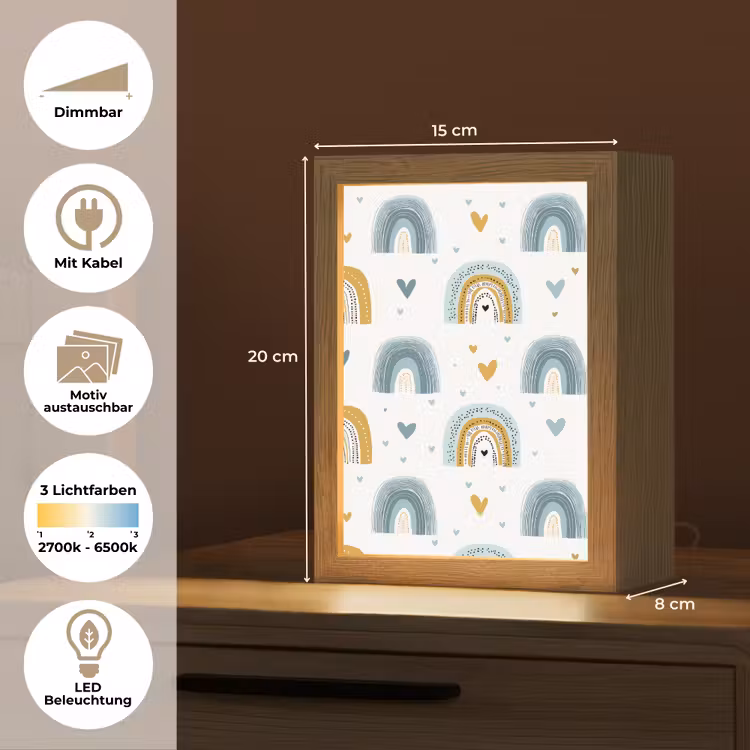 Patroon - Regenboog - Hartjes Light Box met kabel (Kinderlampje) klein -USP_websiteoverzichtDE