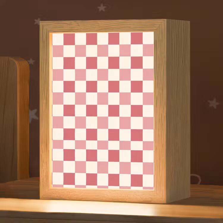 Patroon - Schaak - Roze Light Box met kabel (Kinderlampje) klein 904 -zzz_3d_website