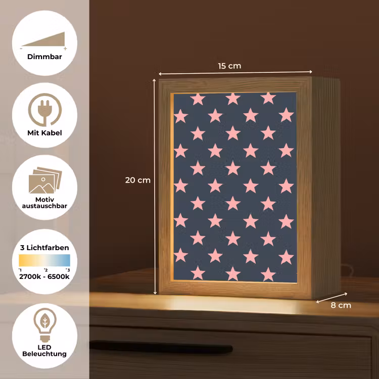 Patroon - Sterren - Roze Light Box met kabel (Kinderlampje) klein 904 -USP_websiteoverzichtDE