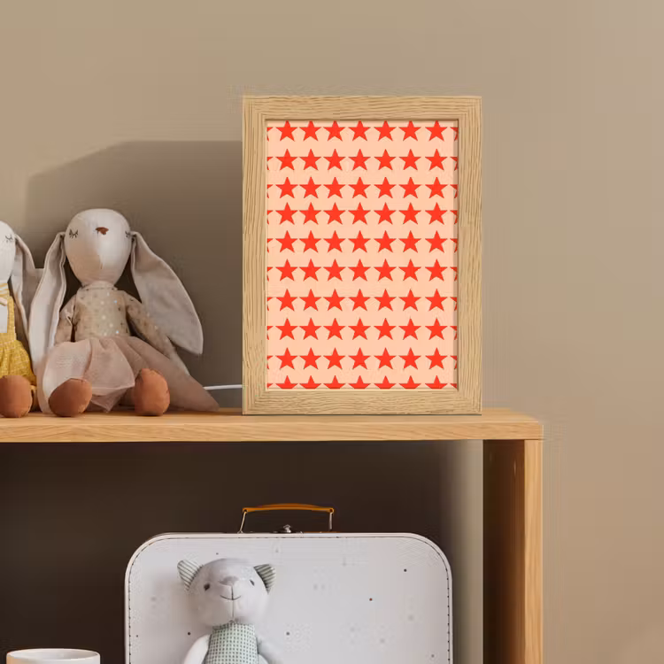 Patroon - Sterren - Rood Light Box met kabel (Kinderlampje) klein 904 -sfeer2_kind