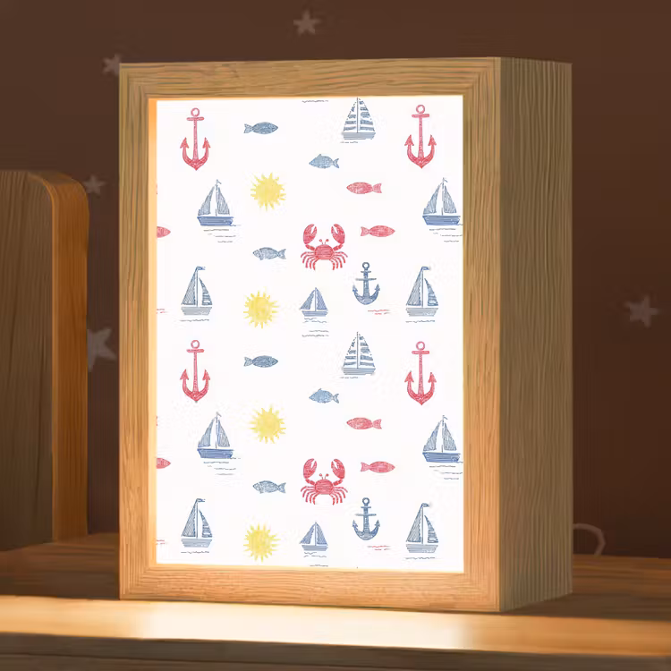 Nautisch - Illustraties - Kleurrijk Light Box met kabel (Kinderlampje) klein 904 -zzz_3d_website