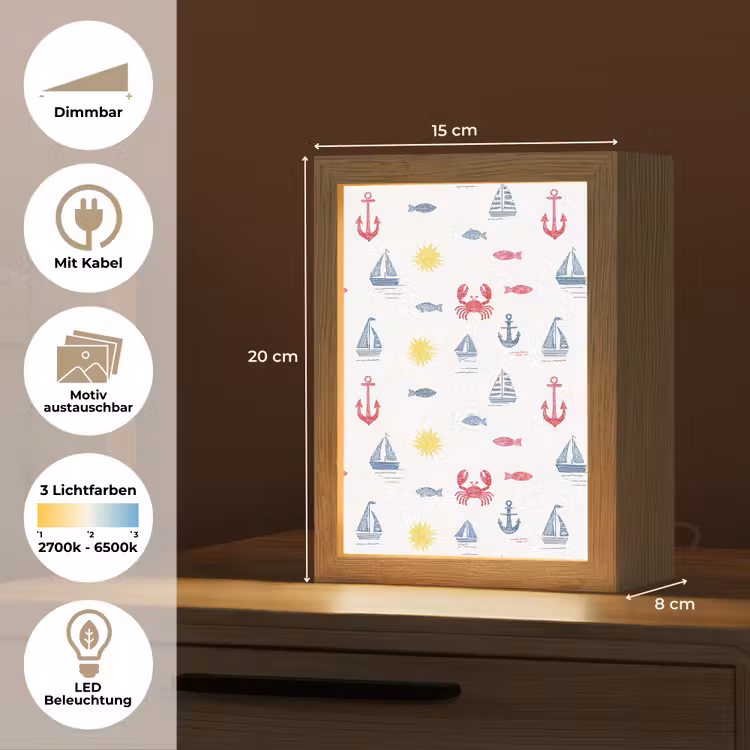 Nautisch - Illustraties - Kleurrijk Light Box met kabel (Kinderlampje) klein 904 -USP_websiteoverzichtDE