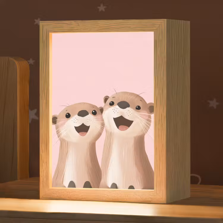 Otters - Glimlach - Bruin Light Box met kabel klein -zzz_3d_website