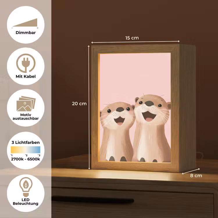 Otters - Glimlach - Bruin Light Box met kabel (Kinderlampje) klein -USP_websiteoverzichtDE