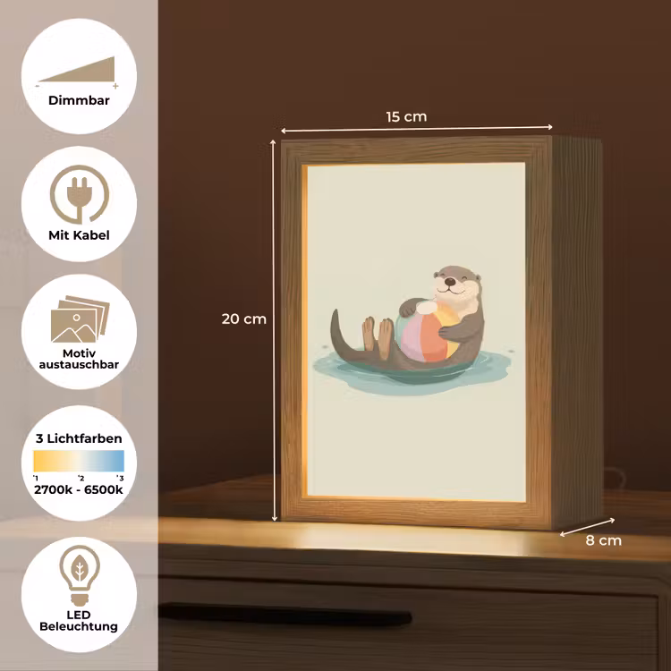 Otter - Strandbal - Kleurrijk Light Box met kabel (Kinderlampje) klein -USP_websiteoverzichtDE