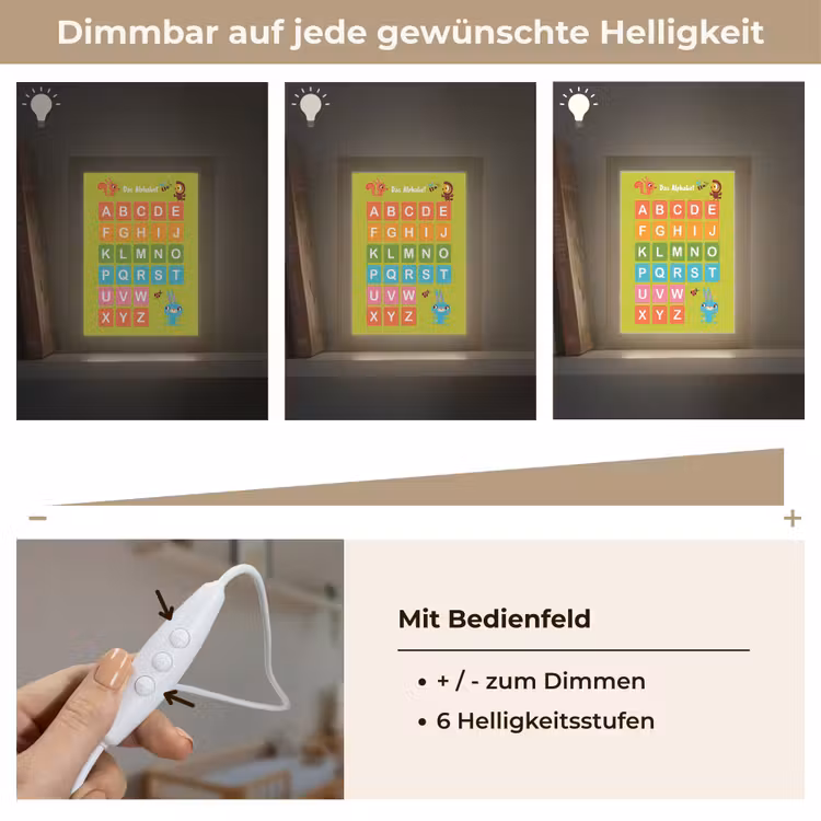 Educatief - Alfabet leren - Groen - Bosdieren - Letters Light Box met kabel klein -USP_dimbaarDE