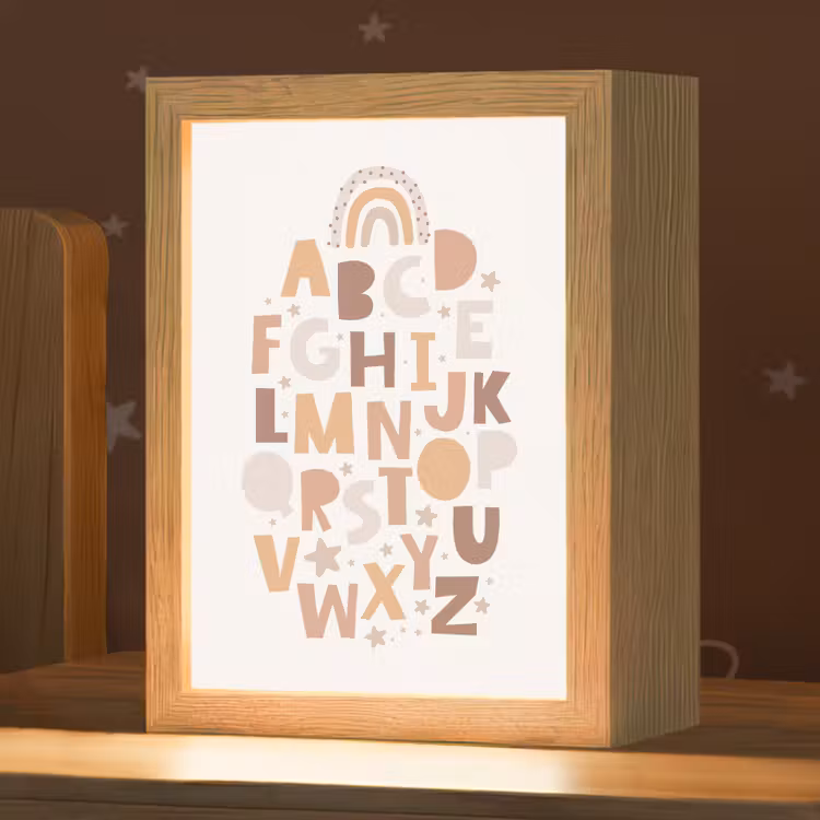 Educatief - Alfabet leren - Regenboog - Pastel - Letters Light Box met kabel klein -zzz_3d_website