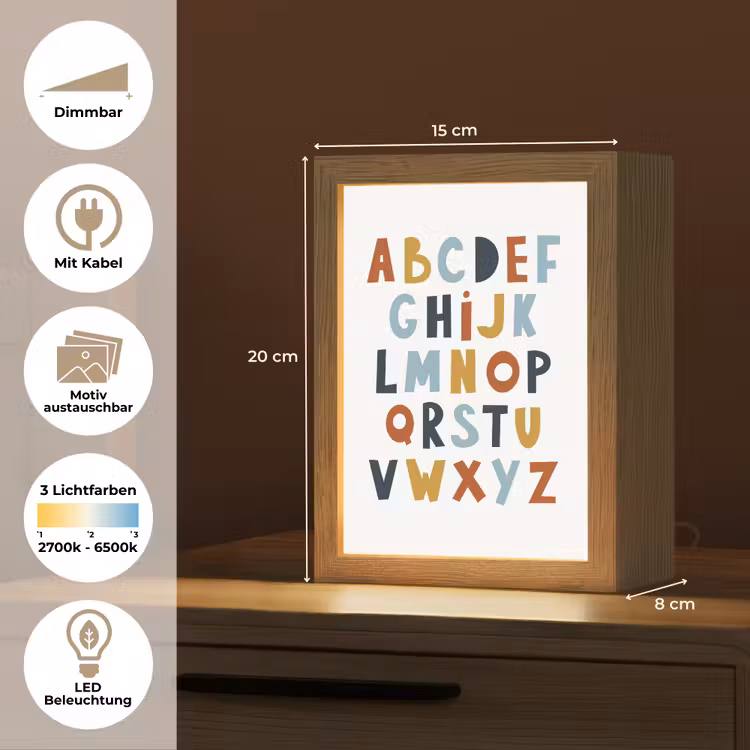 Educatief - Alfabet leren - Jongens - Letters Light Box met kabel (Kinderlampje) klein -USP_websiteoverzichtDE