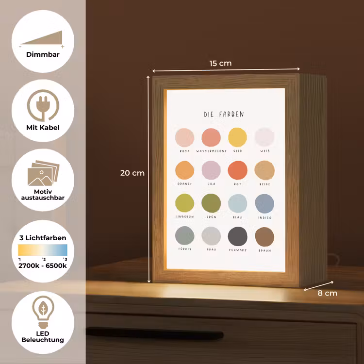 Educatief - Kleuren leren - Kleurrijk - Wit Light Box met kabel (Kinderlampje) klein -USP_websiteoverzichtDE