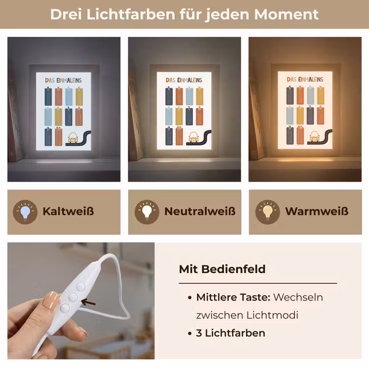 Educatief - Leren rekenen - Auto - Vermenigvuldigingstabel Light Box met kabel klein -USP_lichtkleurDE