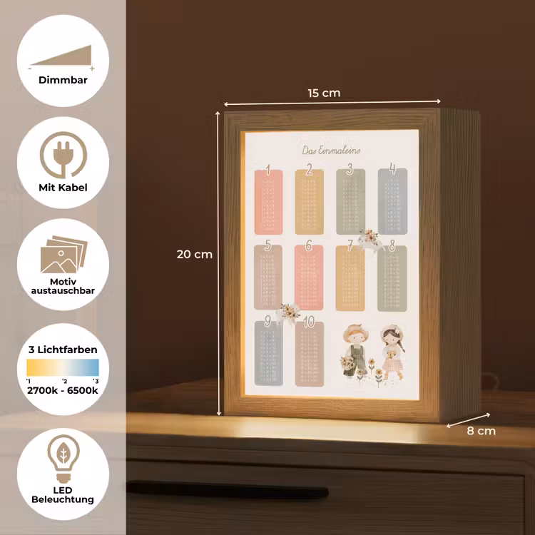 Educatief - Leren rekenen - Boerderij - Vermenigvuldigingstabel Light Box met kabel (Kinderlampje) klein -USP_websiteoverzichtDE