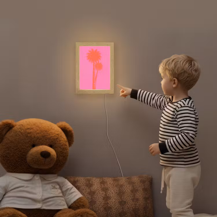 Palmbomen - Modern - Roze Light Box met kabel (Kinderlampje) klein -sfeer4a_kind