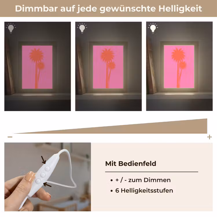 Palmbomen - Modern - Roze Light Box met kabel (Kinderlampje) klein -USP_dimbaarDE