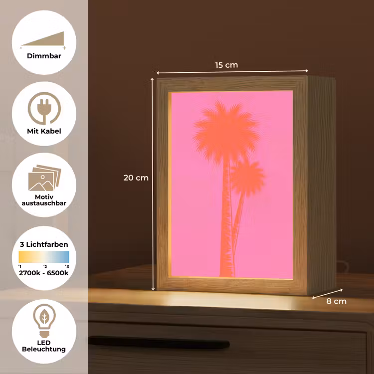 Palmbomen - Modern - Roze Light Box met kabel (Kinderlampje) klein -USP_websiteoverzichtDE