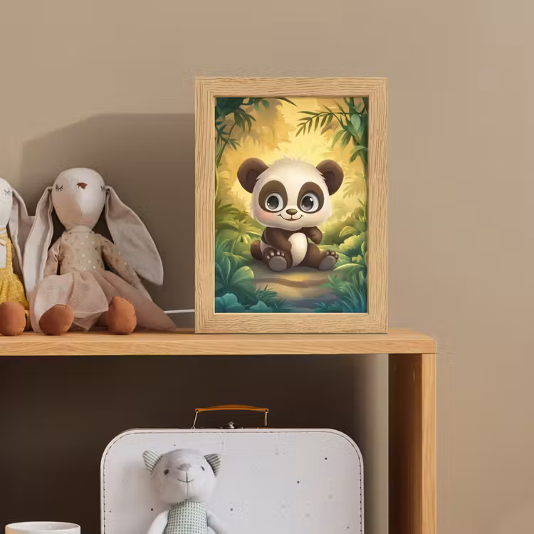 Panda - Cartoon - Bamboebos - Zwart Light Box met kabel klein -sfeer2_kind