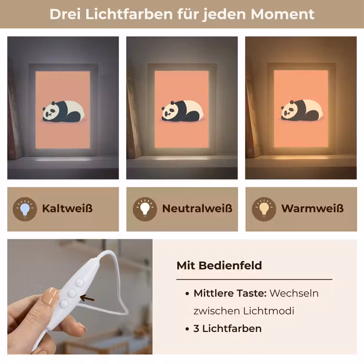 Panda - Slaap - Oranje Light Box met kabel klein -USP_lichtkleurDE