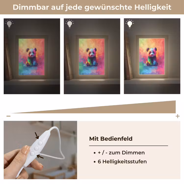 Panda - Dieren - Kleurrijk - Neon Light Box met kabel klein -USP_dimbaarDE