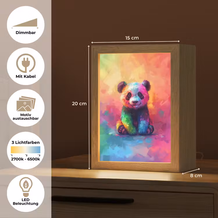 Panda - Dieren - Kleurrijk - Neon Light Box met kabel (Kinderlampje) klein -USP_websiteoverzichtDE