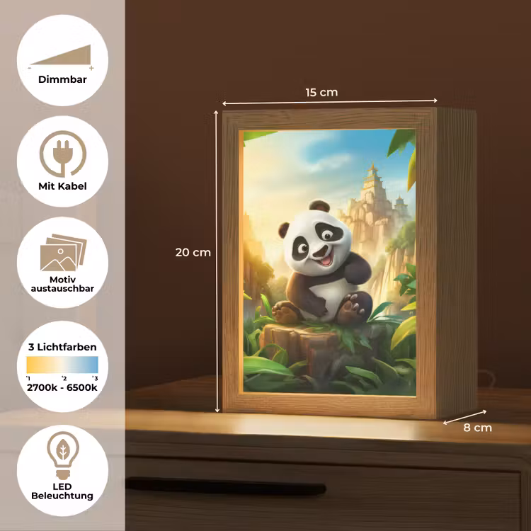 Panda - Wilde dieren - Jungle - Jongens - Kinderen Light Box met kabel (Kinderlampje) klein -USP_websiteoverzichtDE