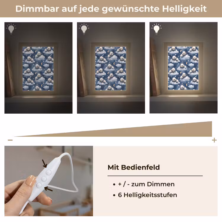 Panda's - Slapen - Blauw Light Box met kabel (Kinderlampje) klein 904 -USP_dimbaarDE