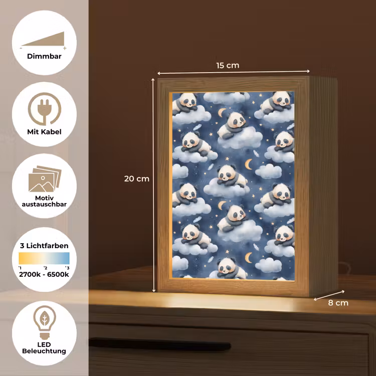 Panda's - Slapen - Blauw Light Box met kabel (Kinderlampje) klein 904 -USP_websiteoverzichtDE