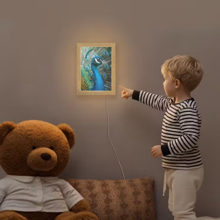 Pauw - Veren - Blauw Light Box met kabel (Kinderlampje) klein -sfeer4a_kind